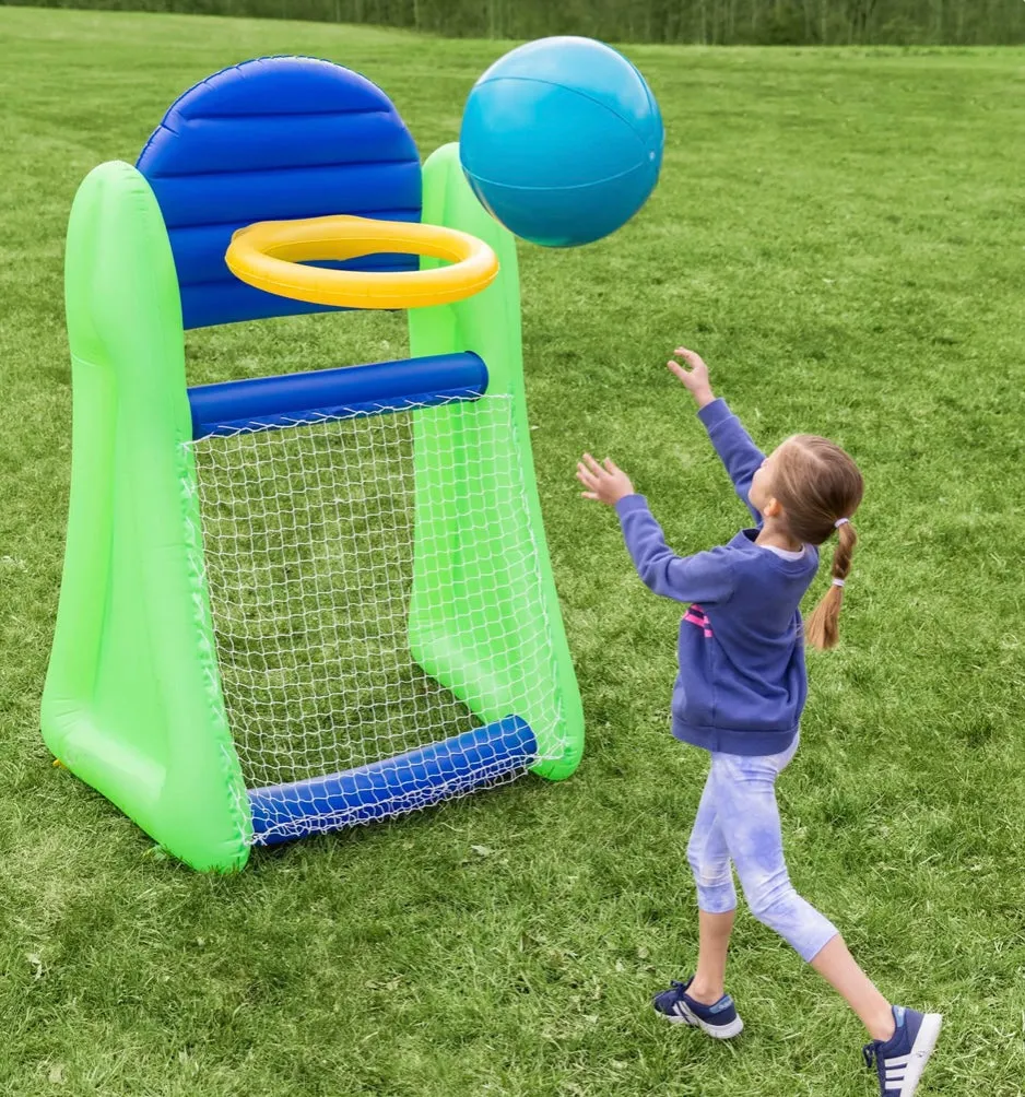 2-in-1 Inflatable Basketball & Soccer