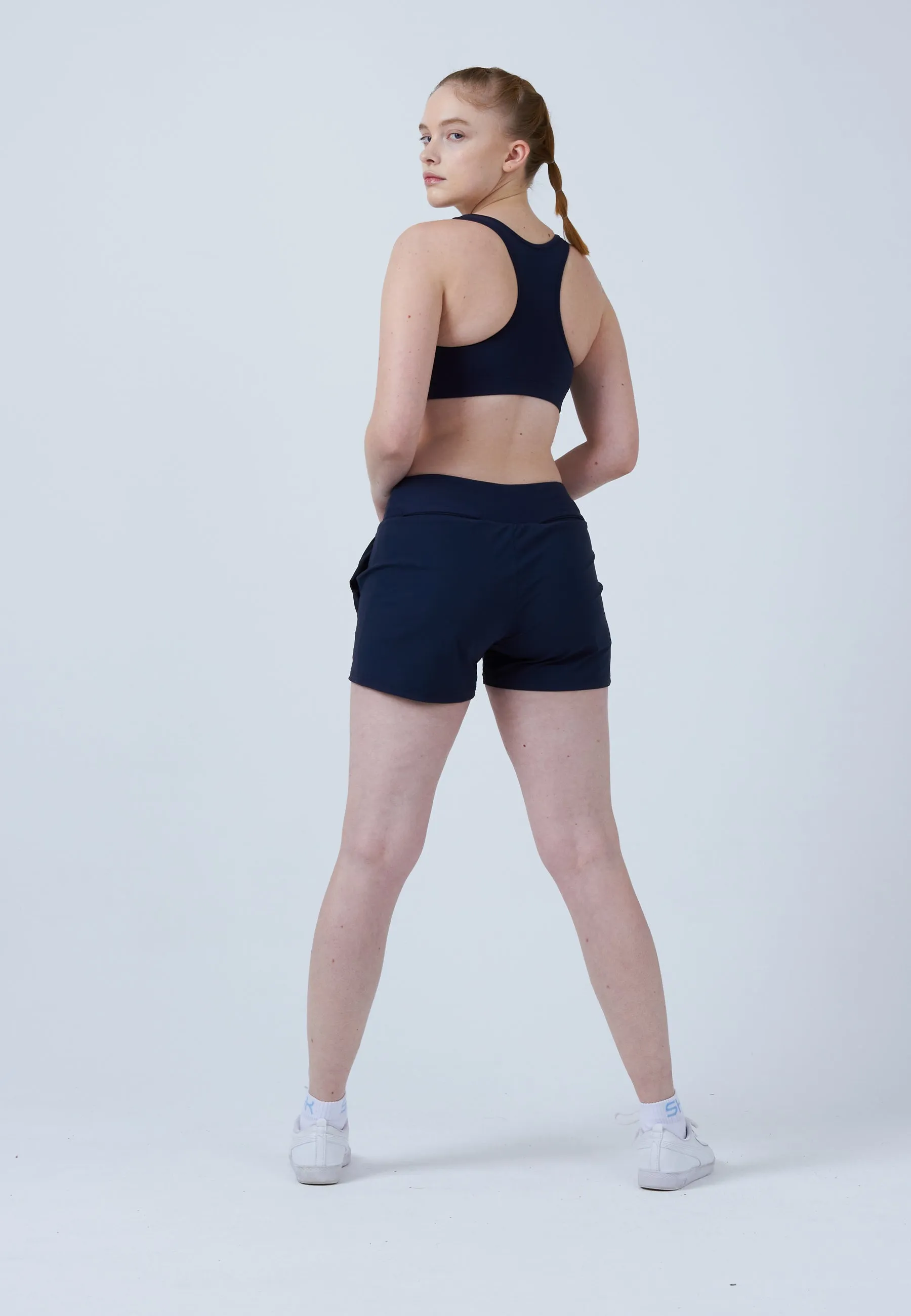 Advantage Tennis Shorts with ball belt, navy blue