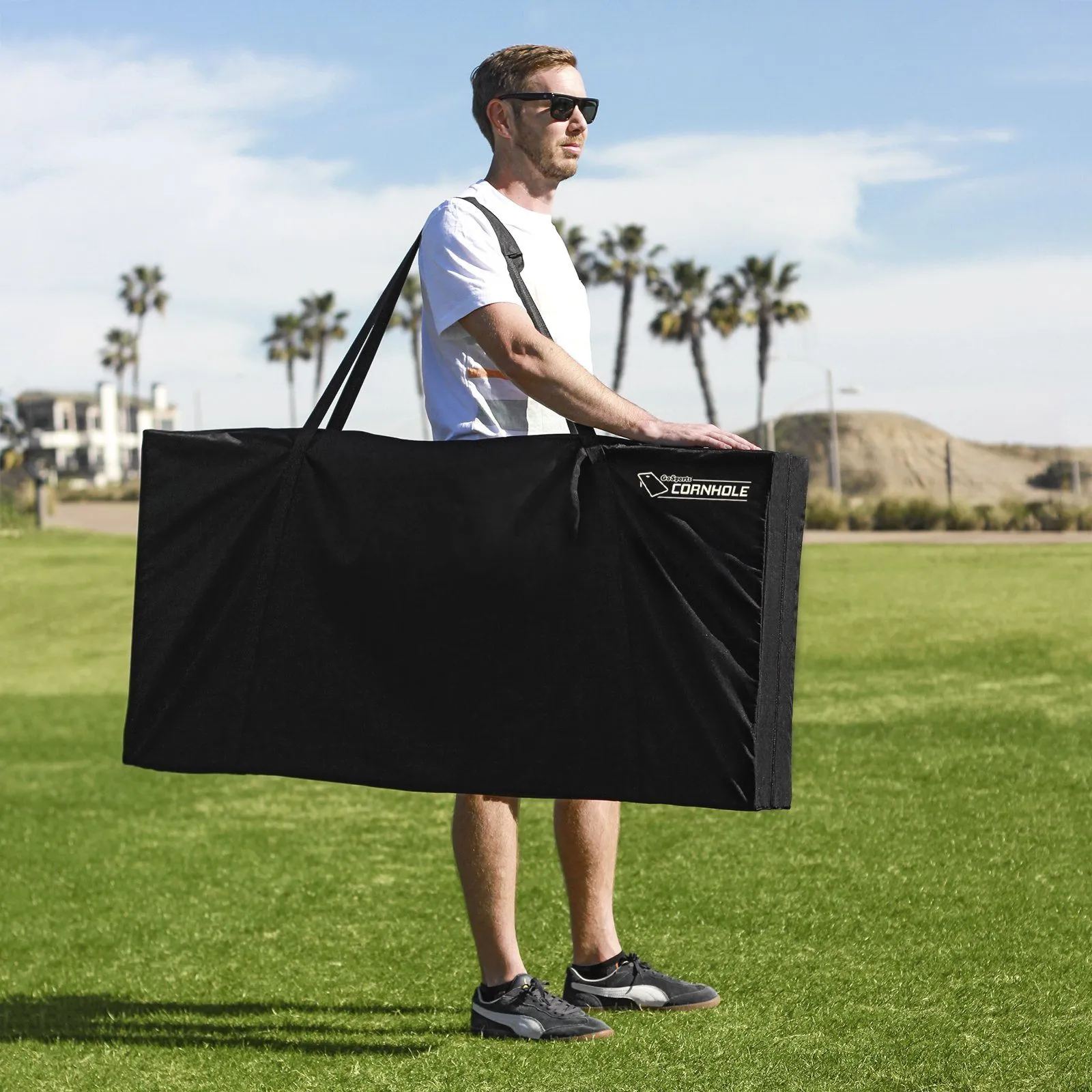 GoSports 4 ft x 2 ft Wooden Cornhole Set - Light Brown