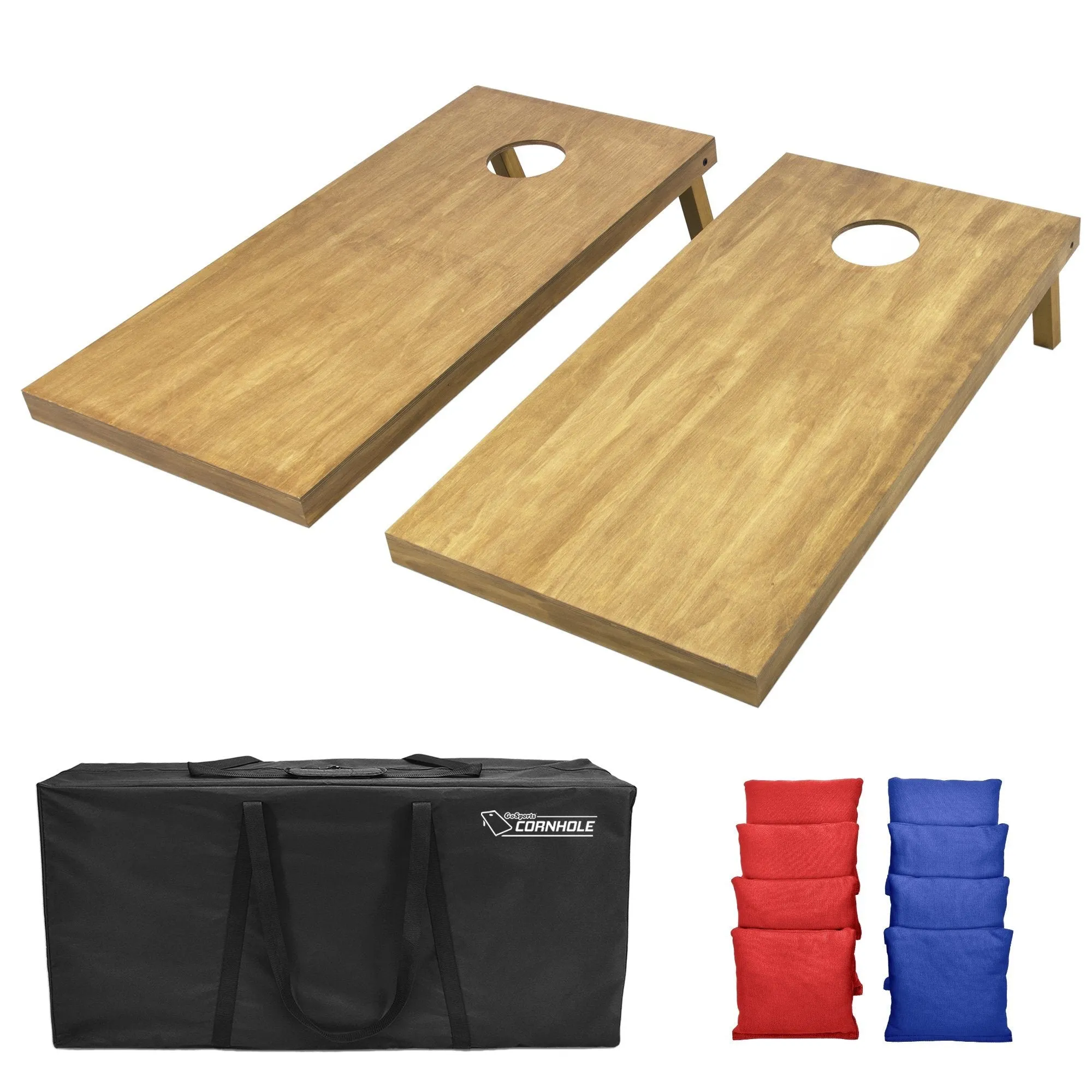 GoSports 4 ft x 2 ft Wooden Cornhole Set - Light Brown
