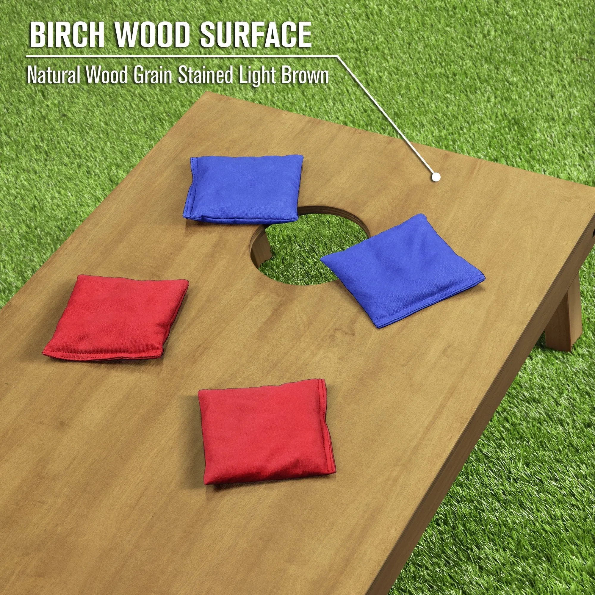 GoSports 4 ft x 2 ft Wooden Cornhole Set - Light Brown