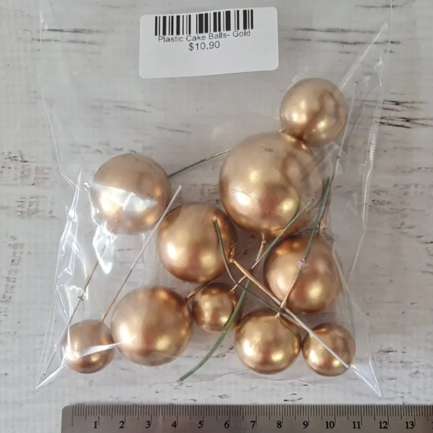 Plastic Cake Balls- Gold