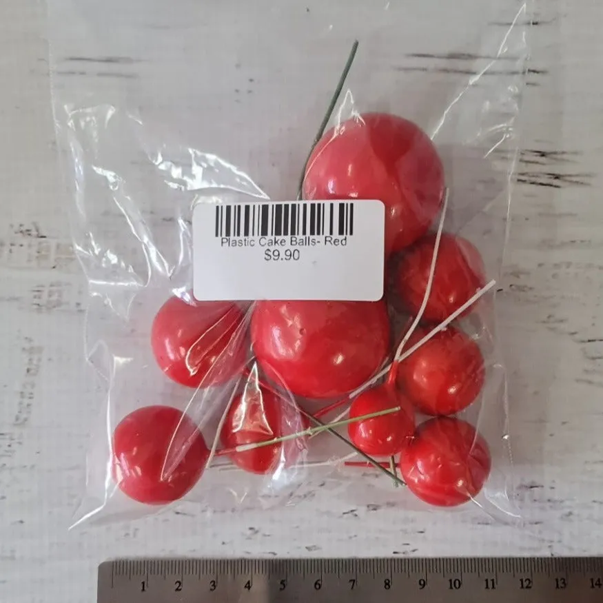 Plastic Cake Balls- Red