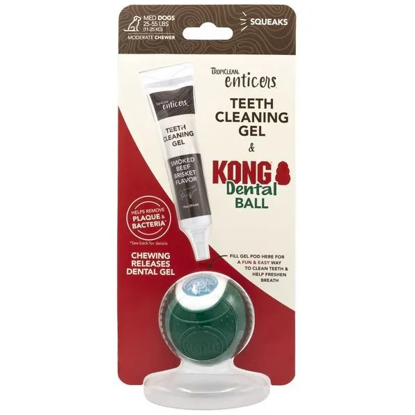 TropiClean Enticers Dental Ball Kit Smoked Beef Brisket Flavour 3 Sizes