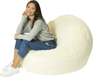 White Inflatable Chair,Softer,Removable and Washable Fur Cover(1 chair)